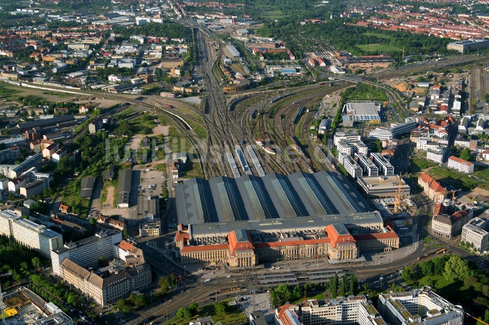 Luftaufnahme Leipzig - Hauptbahnhof in Leipzig im Bundesland Sachsen