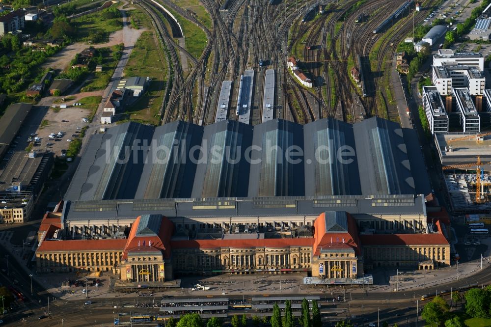 Leipzig von oben - Hauptbahnhof in Leipzig im Bundesland Sachsen