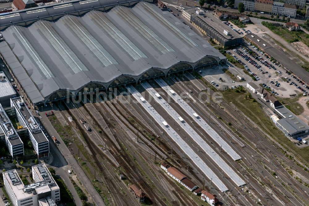 Luftaufnahme Leipzig - Hauptbahnhof in Leipzig im Bundesland Sachsen, Deutschland