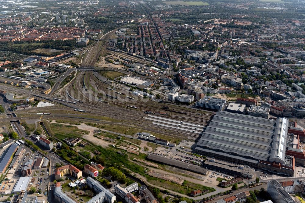 Leipzig aus der Vogelperspektive: Hauptbahnhof in Leipzig im Bundesland Sachsen, Deutschland