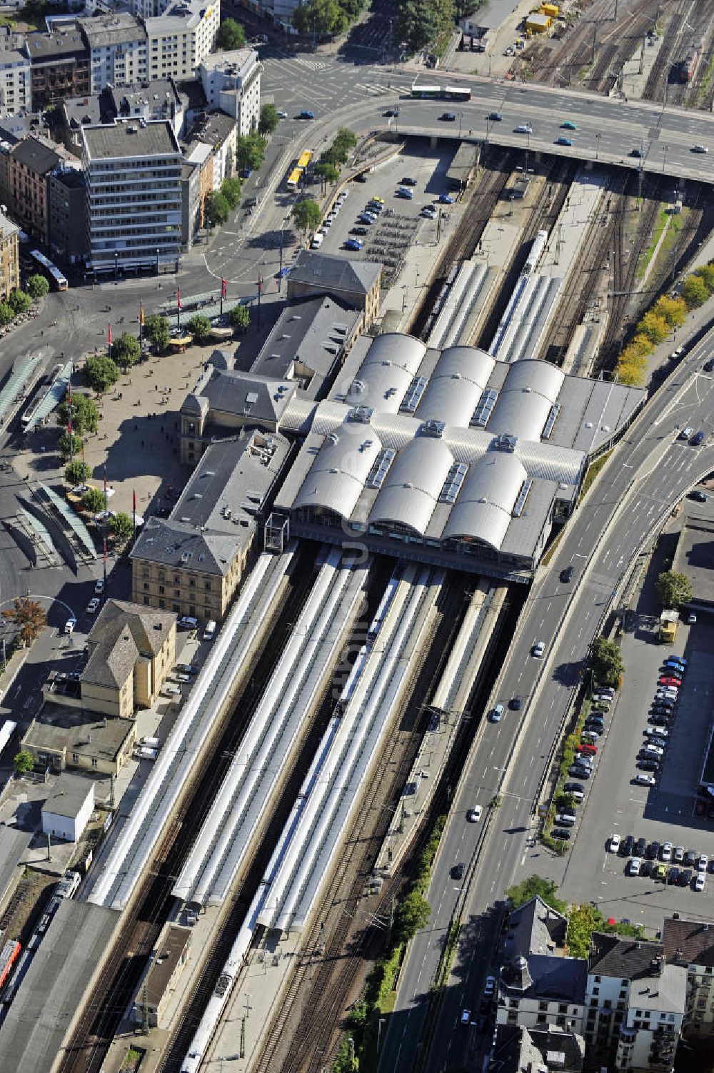 Mainz von oben - Hauptbahnhof Mainz