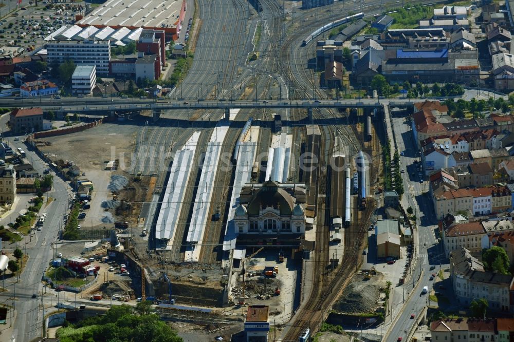 Luftbild Pilsen - Hauptbahnhof der Metrostav a.s. in Pilsen in Böhmen, Tschechien