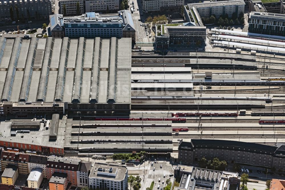 München aus der Vogelperspektive: Hauptbahnhof München in München im Bundesland Bayern, Deutschland