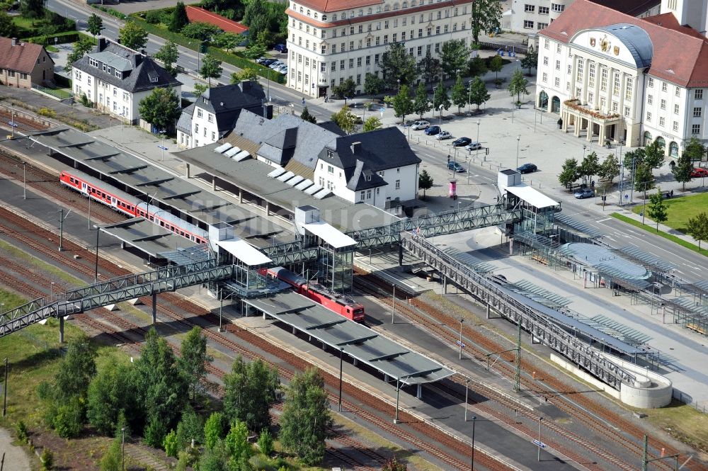 Luftaufnahme Sonneberg - Hauptbahnhof und Neues Rathaus in Sonneberg in Thüringen / Thuringia