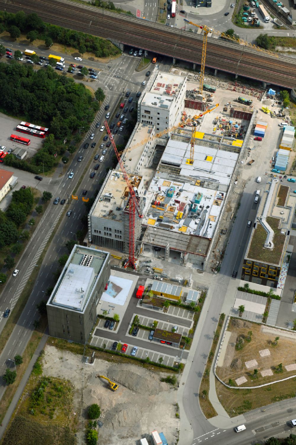 Luftbild Karlsruhe - Hauptfeuerwache in Karlsruhe im Bundesland Baden-Württemberg, Deutschland