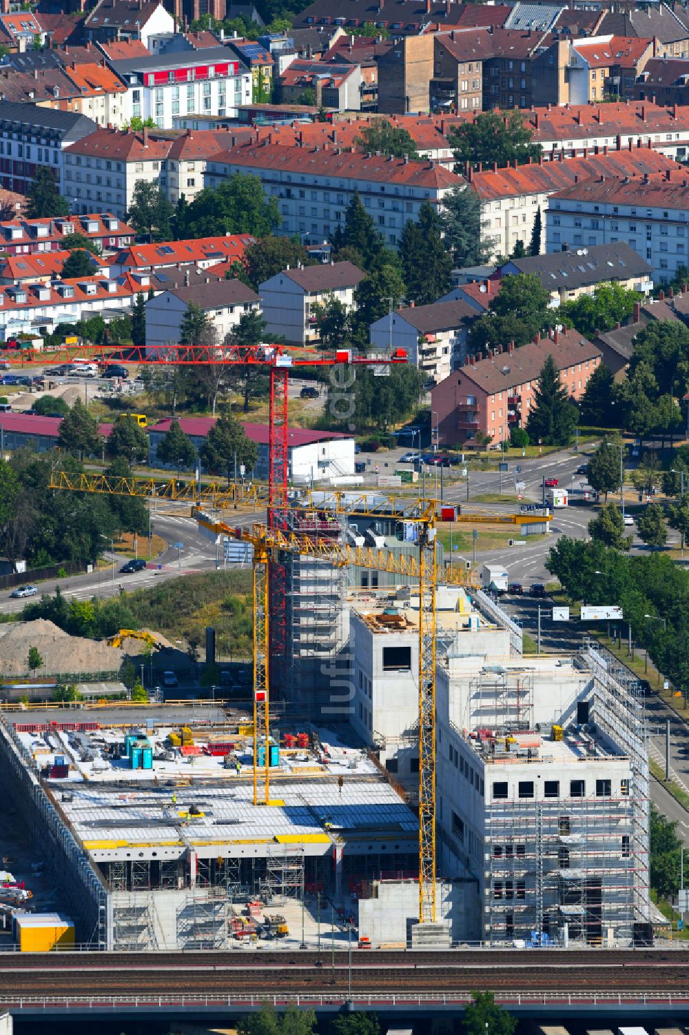 Luftbild Karlsruhe - Hauptfeuerwache in Karlsruhe im Bundesland Baden-Württemberg, Deutschland