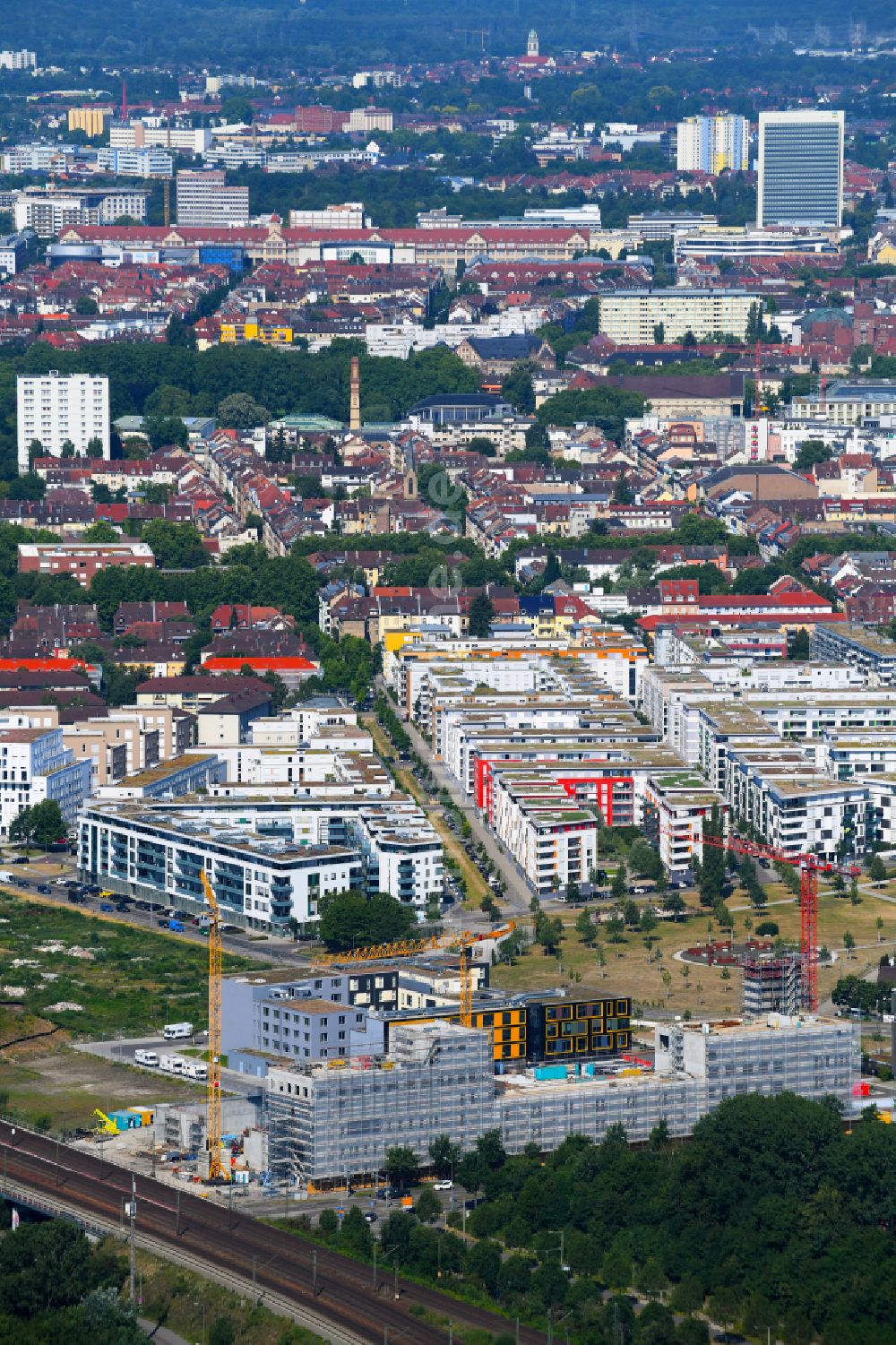 Karlsruhe von oben - Hauptfeuerwache in Karlsruhe im Bundesland Baden-Württemberg, Deutschland