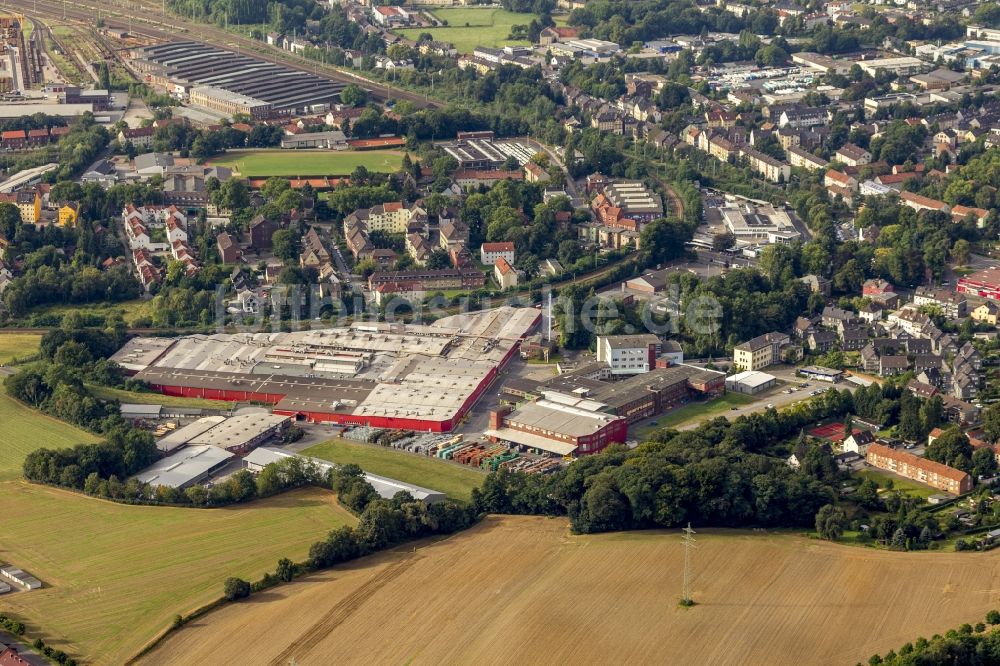 Witten von oben - Hauptsitz der Firma Pilkington Automotive Deutschland GmbH in Witten im Bundesland Nordrhein-Westfalen