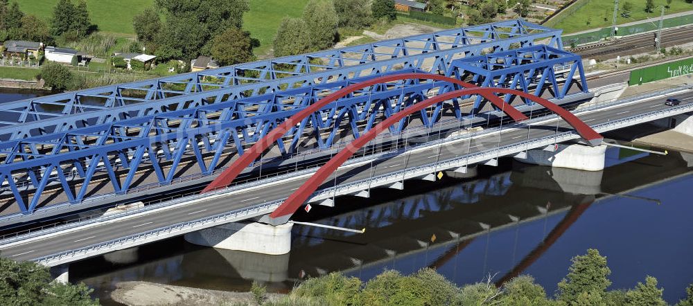 Rathenow von oben - Havelbrücke Rathenow