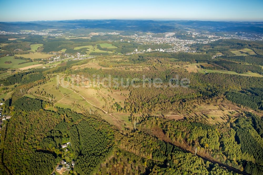 Siegen von oben - Heiden und Magerrasen bei Trupbach in Siegen im Bundesland Nordrhein-Westfalen