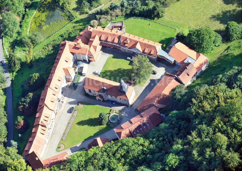 Rodeberg-Struth aus der Vogelperspektive: Heimstätte Kloster Zella in Thüringen