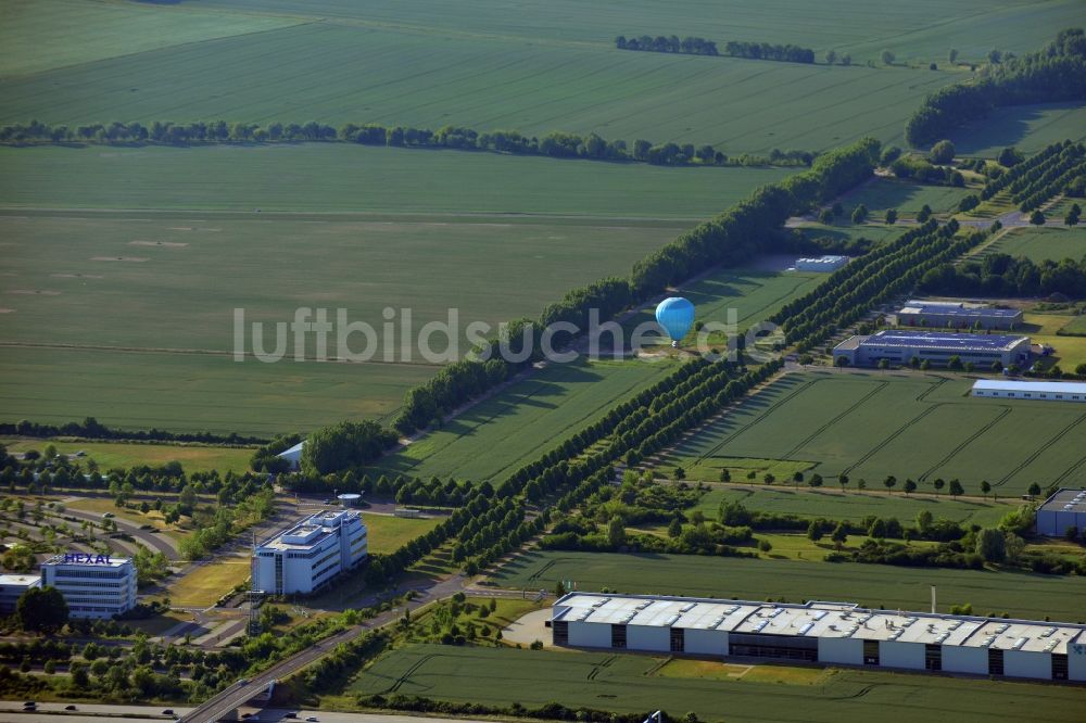 Luftaufnahme Barleben - Heißluftballon auf einem Feld in der Ortsgemeinde Barleben im Bundesland Sachsen-Anhalt