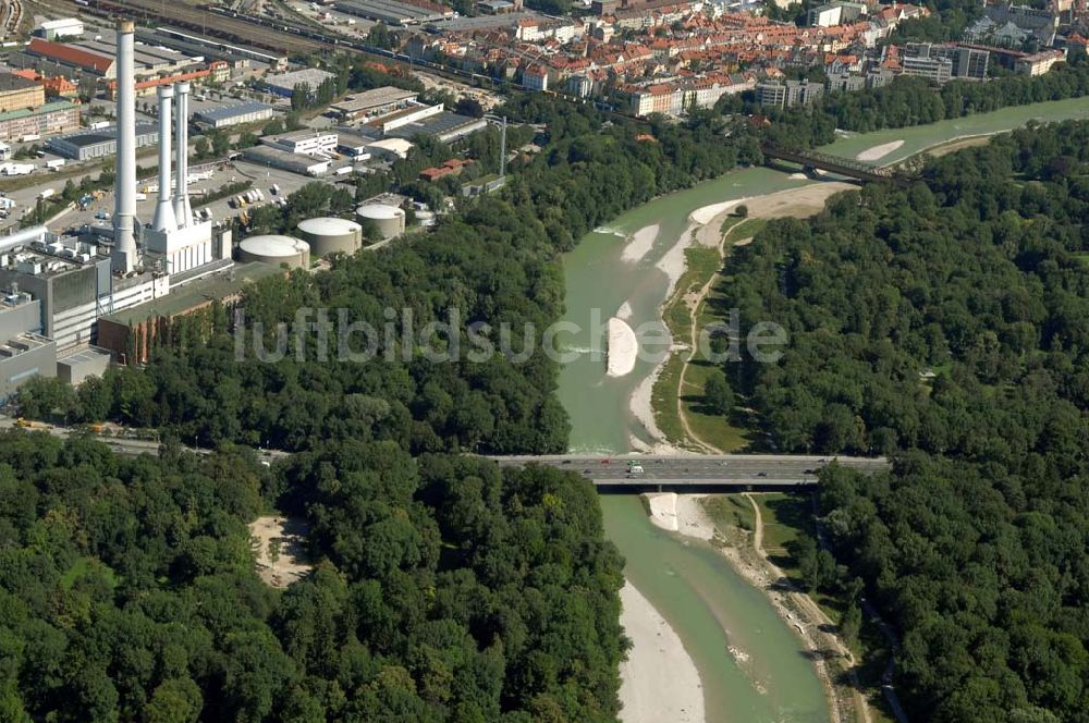 Luftbild München - Heizkraftwerk und Brücke (München)