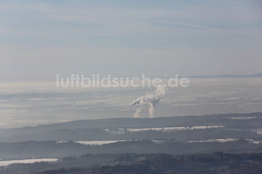 Heilbronn aus der Vogelperspektive: Heizkraftwerk-Schornsteine in Heilbronn im Bundesland Baden-Württemberg