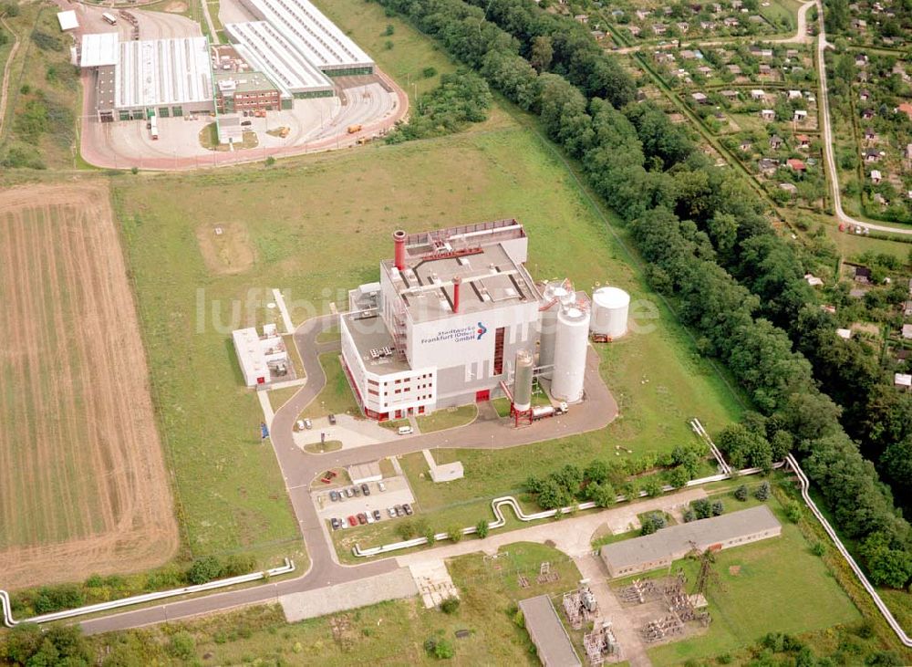 Frankfurt / Oder aus der Vogelperspektive: Heizkraftwerk der Stadtwerke Frankfurt/Oder an der Autobahn.