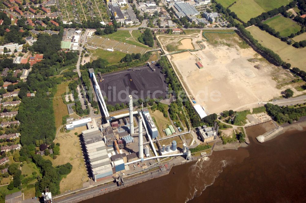 Luftaufnahme Wedel - Heizkraftwerk Wedel an der Elbe in Schleswig-Holstein / SH