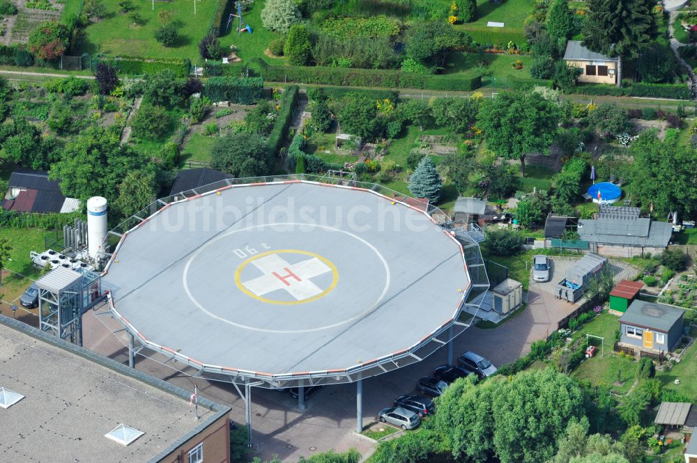 Bernau aus der Vogelperspektive: Helikopter- Landeplatz in Bernau im Bundesland Brandenburg, Deutschland