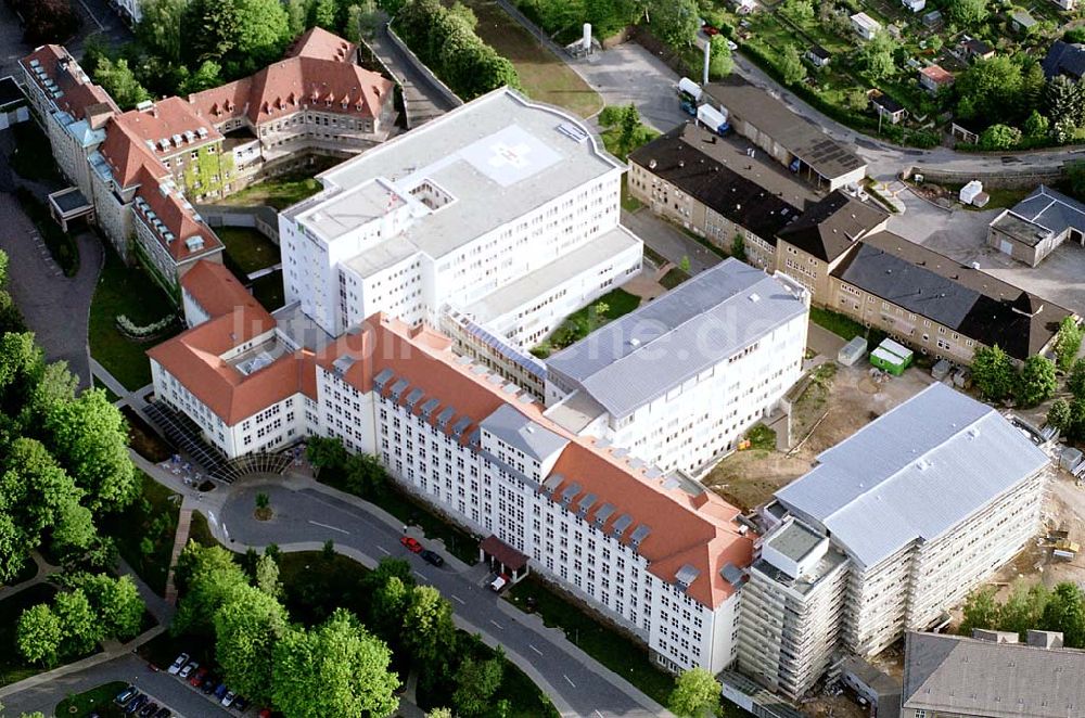 Aue/ Sachsen von oben - Helios-Klinikum in Aue. Datum: 24.05.03