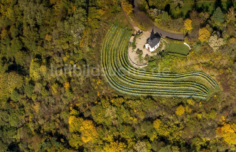 Merzig aus der Vogelperspektive: Herbstblick auf die Kreuzkapelle auf dem Kreuzberg am Ellerweg bei Merzig im Bundesland Saarland