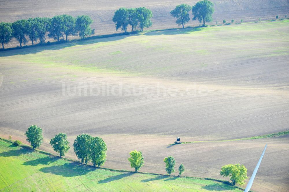 Mannsfeld aus der Vogelperspektive: Herbstlandschaft über Feldlandschaften bei Mansfeld in Sachsen-Anhalt