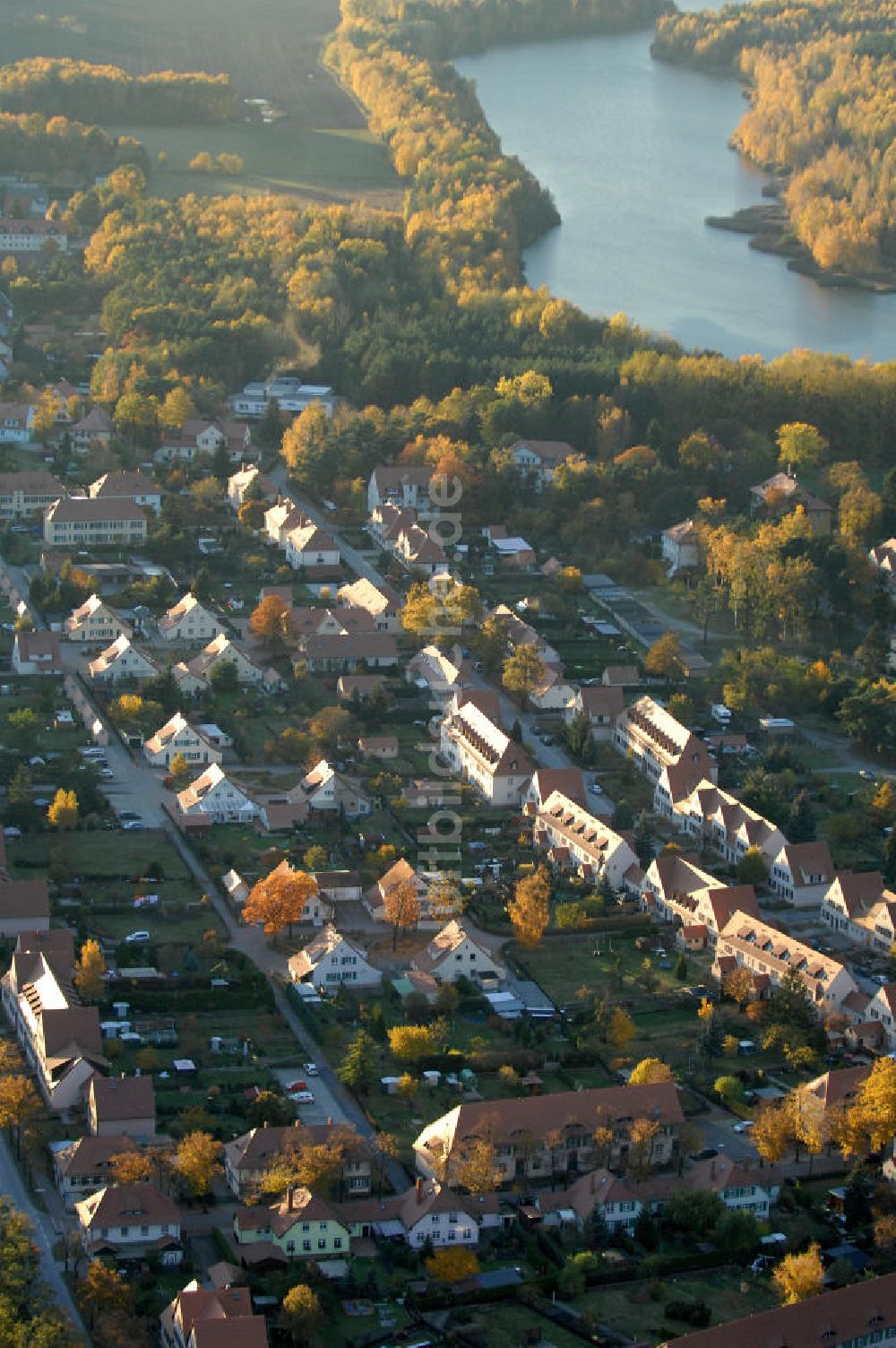 Luftaufnahme Lauta - Herbstliche Gartenstadt Lauta-Nord