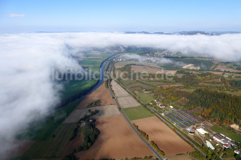 Luftbild Witzenhausen - Herbstlicher Nebel in Witzenhausen im Bundesland Hessen