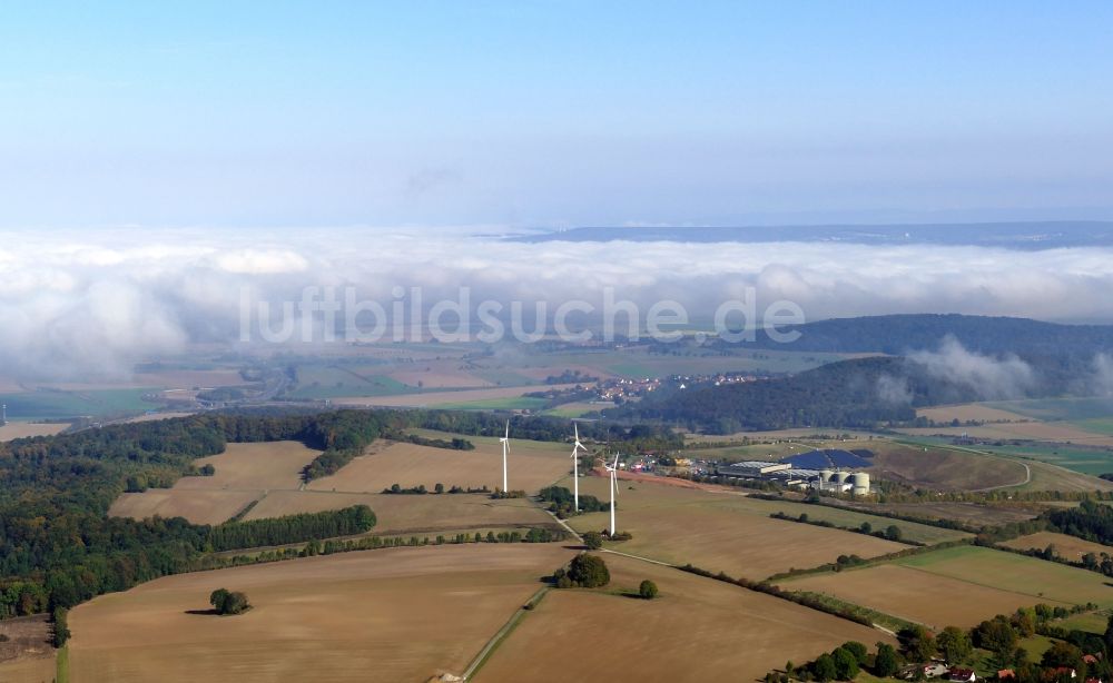 Luftaufnahme Witzenhausen - Herbstlicher Nebel in Witzenhausen im Bundesland Hessen