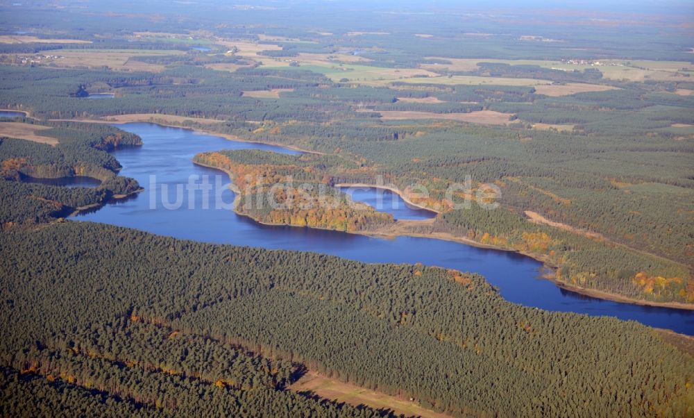 Uckermark aus der Vogelperspektive: Herbstliches Landschaftsschutzgebiet Norduckermärckische Seelandschaft im Ortsteil Uckermark vom Bundesland Brandenburg