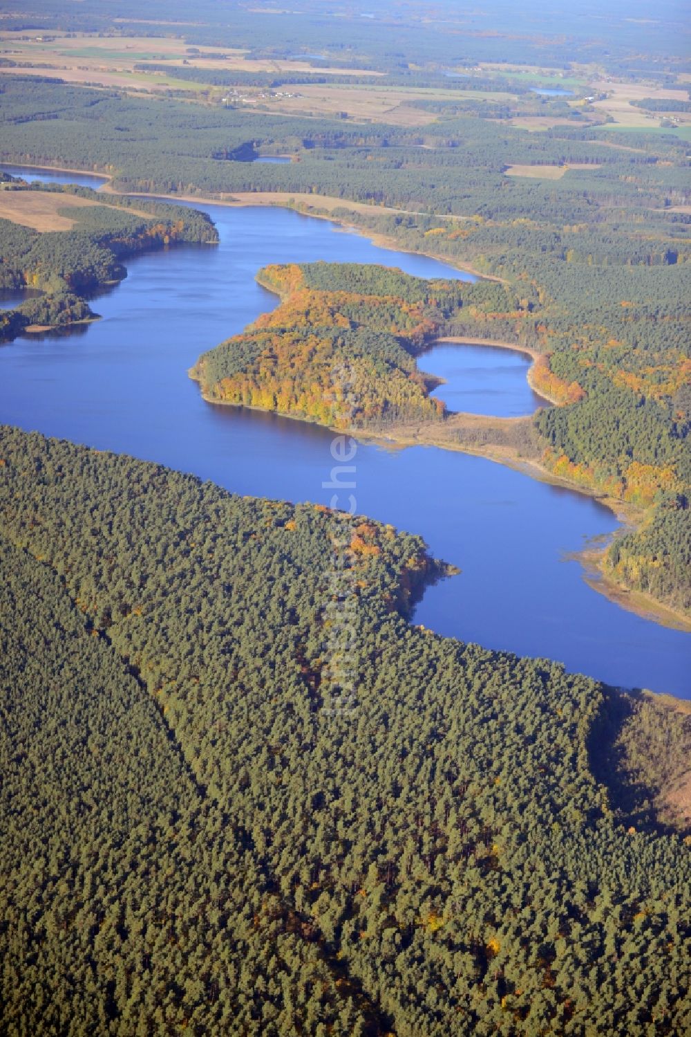 Luftbild Uckermark - Herbstliches Landschaftsschutzgebiet Norduckermärckische Seelandschaft im Ortsteil Uckermark vom Bundesland Brandenburg