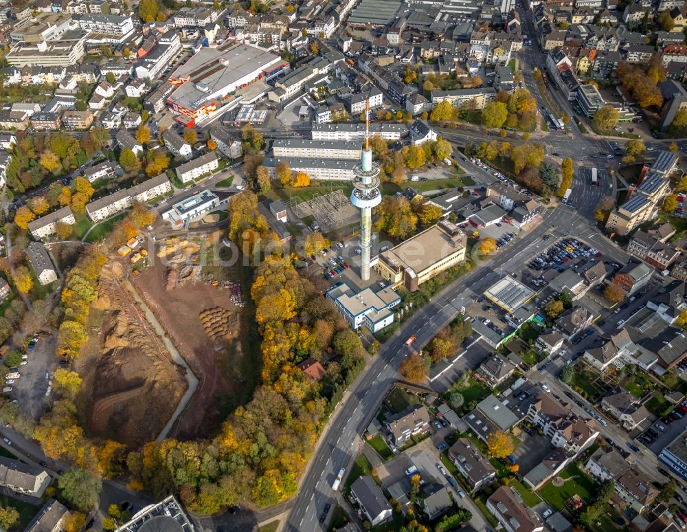 Luftaufnahme Velbert - Herbstluftbild Baustelle zum Neubau des Schulgebäudes an der Kastanienallee in Velbert im Bundesland Nordrhein-Westfalen, Deutschland