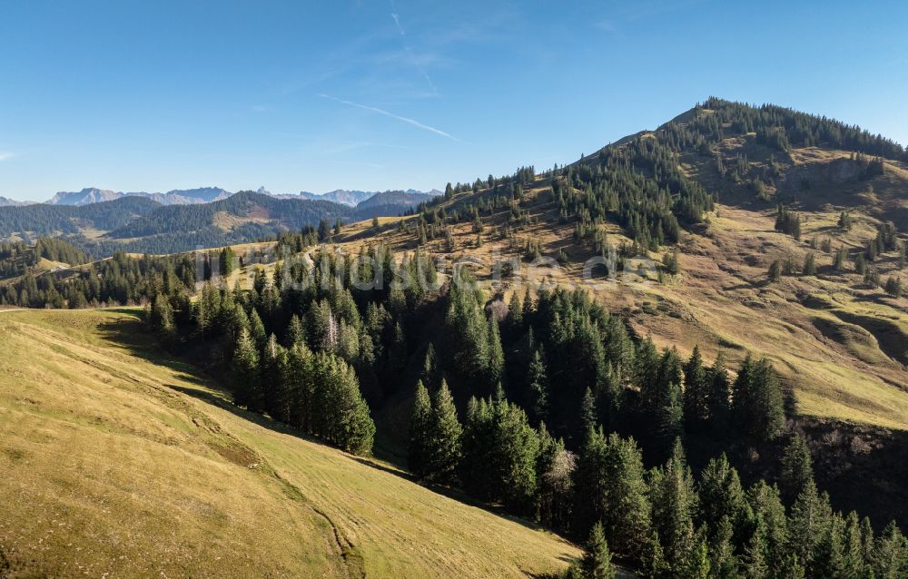 Luftaufnahme Balderschwang - Herbstluftbild von den Bergen der Hörnerkette Oberhalb von Balderschwang im Allgäu im Bundesland Bayern, Deutschland