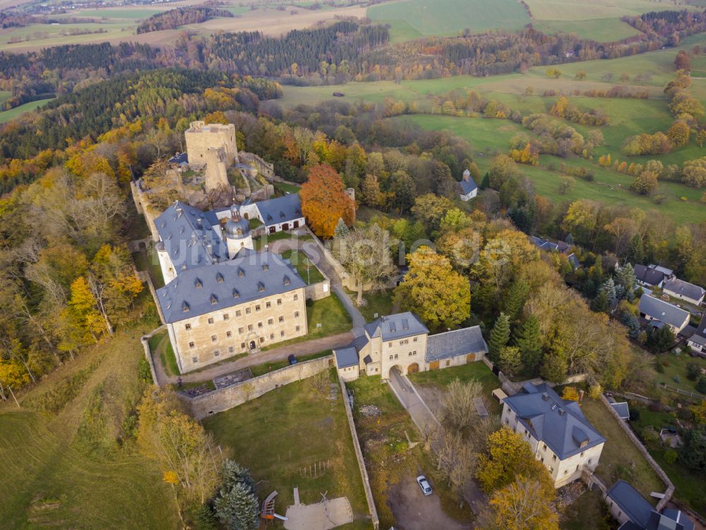 Luftaufnahme Frauenstein - Herbstluftbild Burg Frauenstein in Frauenstein im Bundesland Sachsen, Deutschland