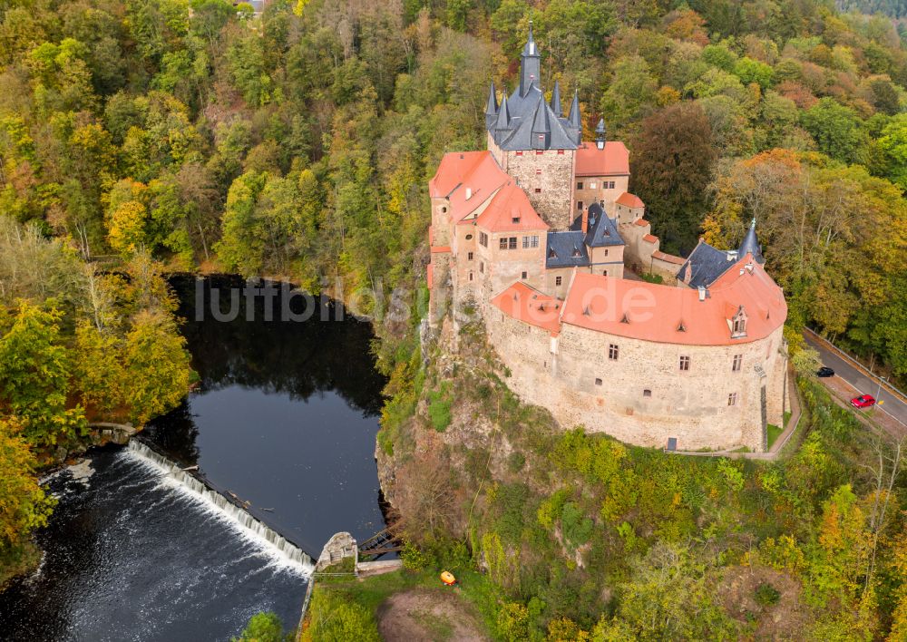 Luftbild Kriebstein - Herbstluftbild Burgmauern in Kriebstein im Bundesland Sachsen, Deutschland