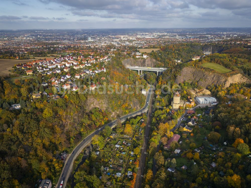 Luftaufnahme Dresden - Herbstluftbild Dölzschen in Dresden im Bundesland Sachsen, Deutschland