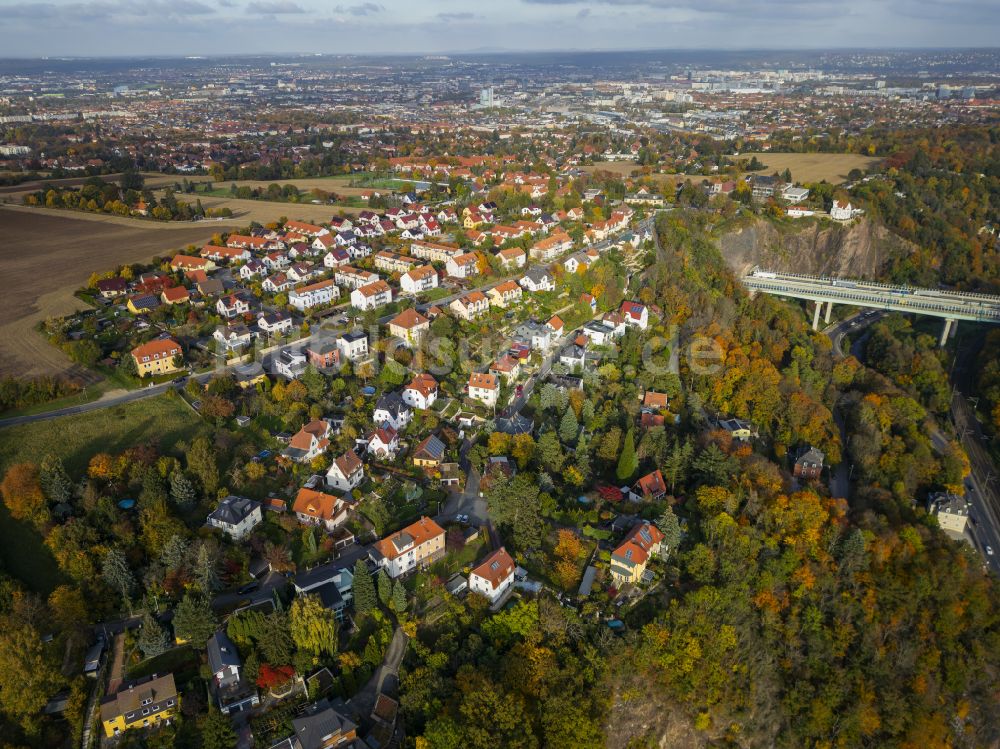 Dresden von oben - Herbstluftbild Dölzschen in Dresden im Bundesland Sachsen, Deutschland