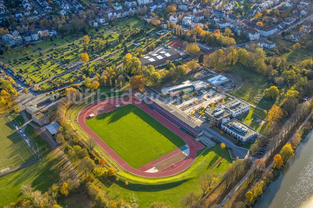 Luftbild Hamm - Herbstluftbild Fussballstadion Jahnstadion im Ortsteil Heessen in Hamm im Bundesland Nordrhein-Westfalen, Deutschland