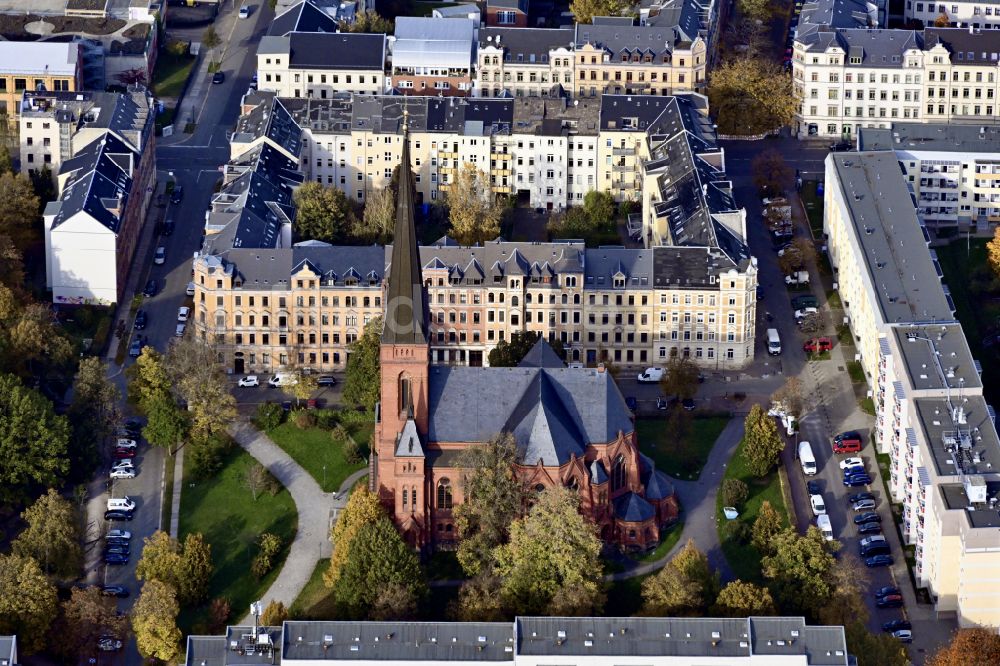 Chemnitz aus der Vogelperspektive: Herbstluftbild Historischer Altbau- Gebäudekomplex in Chemnitz im Bundesland Sachsen, Deutschland