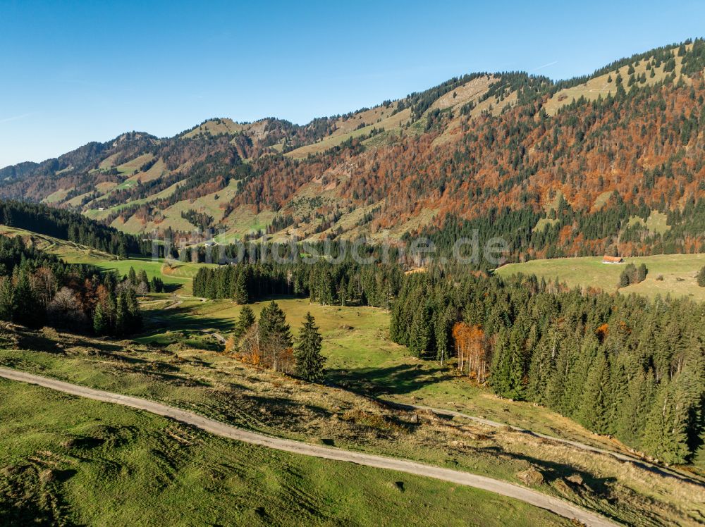 Luftbild Lecknertal - Herbstluftbild im Lecknertal im Bregenzer Wald in Vorarlberg, Österreich