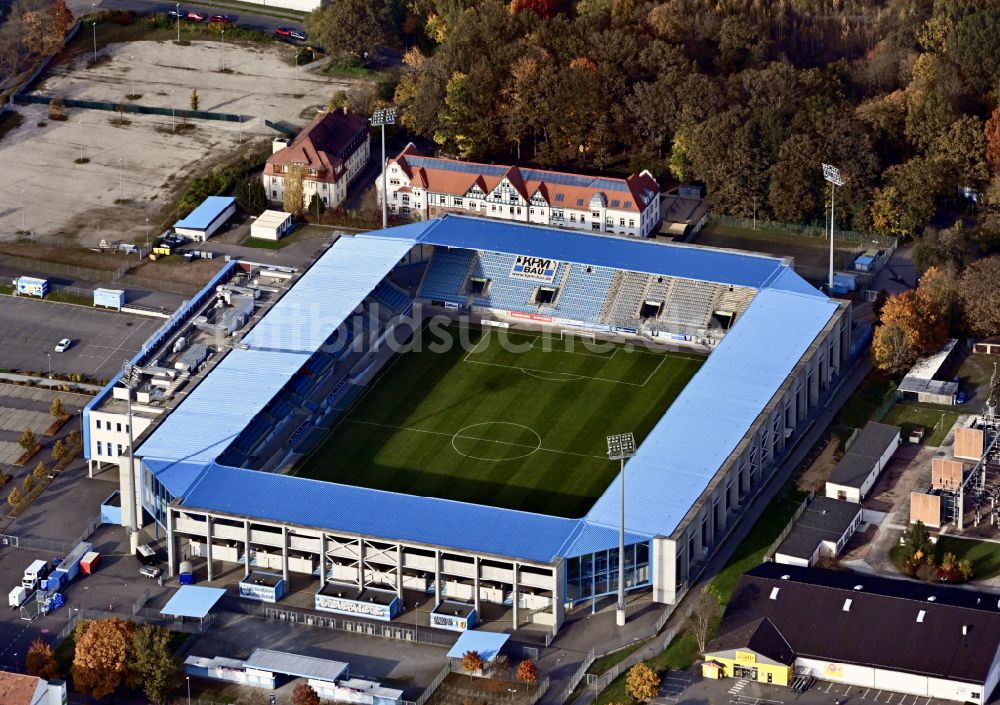 Luftbild Chemnitz - Herbstluftbild Neubau der ARENA - CFC - Stadion in Chemnitz im Bundesland Sachsen