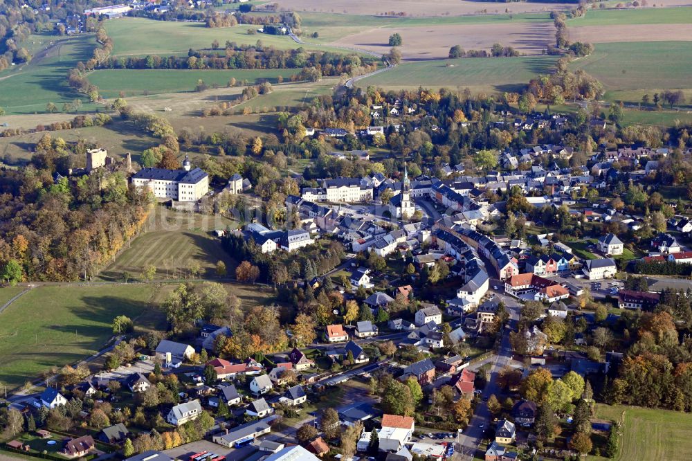 Frauenstein von oben - Herbstluftbild Ortsansicht in Frauenstein im Bundesland Sachsen, Deutschland