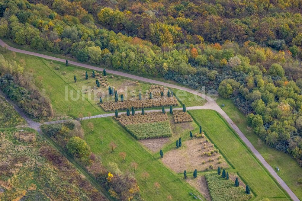 Bergkamen aus der Vogelperspektive: Herbstluftbild Park auf dem Gelände der ehemaligen Bergbau- Halde Halde Großes Holz in Bergkamen im Bundesland Nordrhein-Westfalen - NRW, Deutschland