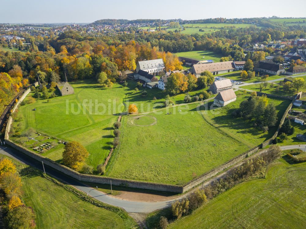 Luftbild Nossen - Herbstluftbild Parkanlage Klosterpark Altzella in Nossen im Bundesland Sachsen, Deutschland