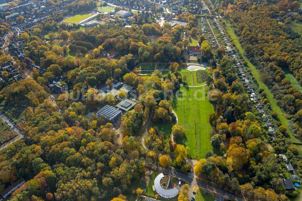 Luftaufnahme Bottrop - Herbstluftbild Parkanlage des Stadtgarten in Bottrop im Bundesland Nordrhein-Westfalen, Deutschland