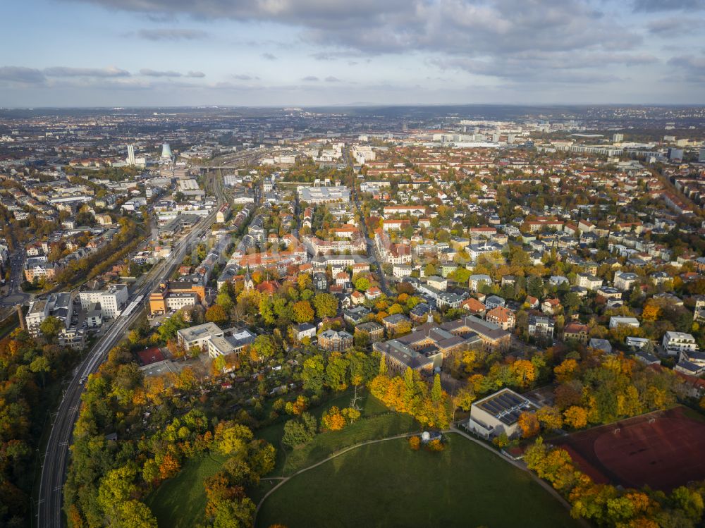 Dresden aus der Vogelperspektive: Herbstluftbild Plauen in Dresden im Bundesland Sachsen, Deutschland