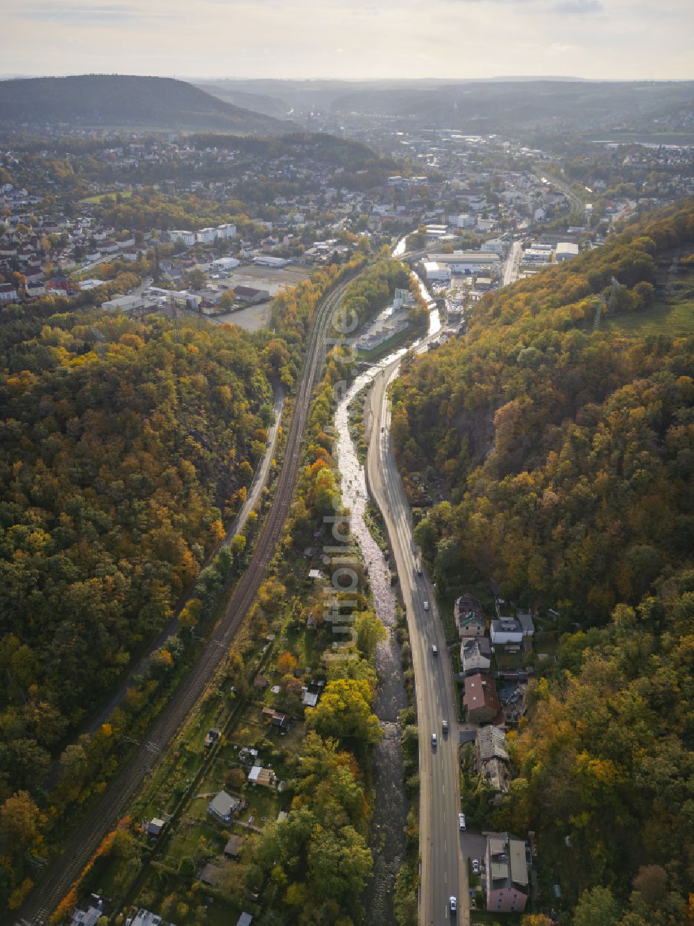 Dresden aus der Vogelperspektive: Herbstluftbild Plauenscher Grund in Dresden im Bundesland Sachsen, Deutschland