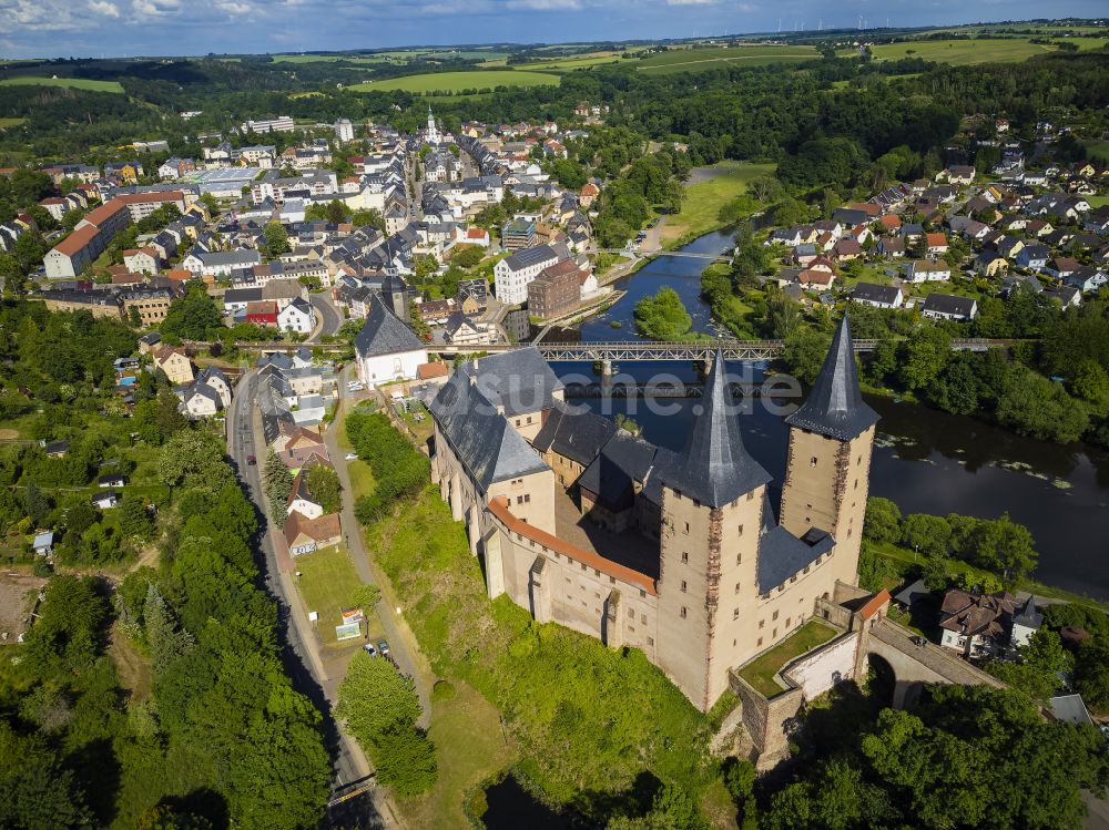 Rochlitz aus der Vogelperspektive: Herbstluftbild Schloss in Rochlitz im Bundesland Sachsen, Deutschland