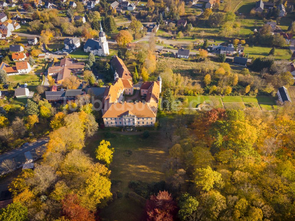 Luftbild Dippoldiswalde - Herbstluftbild Schlosspark Reichstädt in Dippoldiswalde im Bundesland Sachsen, Deutschland