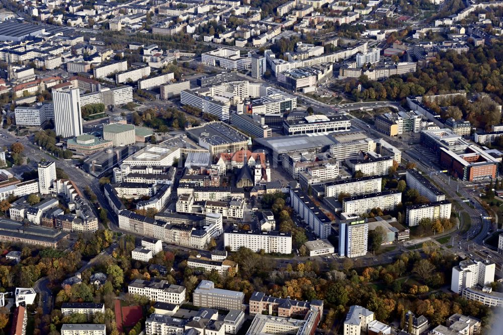 Luftbild Chemnitz - Herbstluftbild Stadtansicht vom Innenstadtbereich in Chemnitz im Bundesland Sachsen, Deutschland