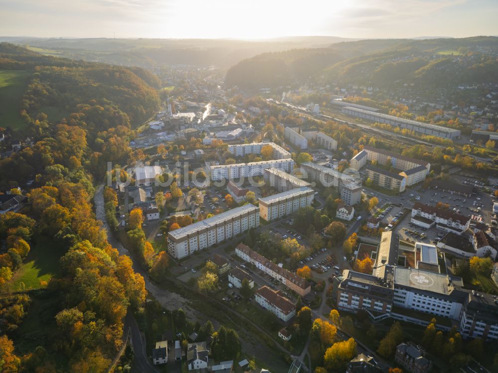 Luftaufnahme Freital - Herbstluftbild Stadtansicht vom Innenstadtbereich in Freital im Bundesland Sachsen, Deutschland