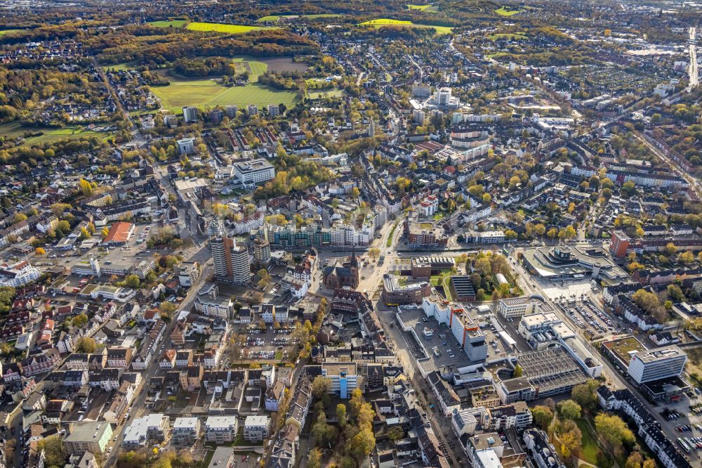 Luftaufnahme Herne - Herbstluftbild Stadtansicht vom Innenstadtbereich in Herne im Bundesland Nordrhein-Westfalen, Deutschland